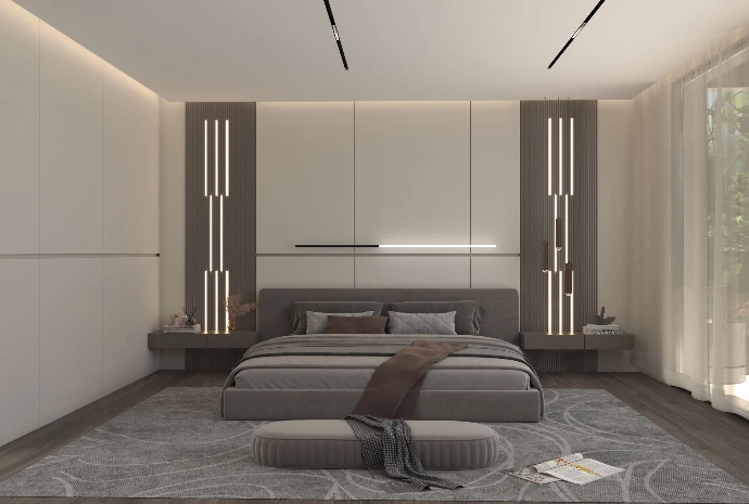 Luxury bedroom interior 3D rendering